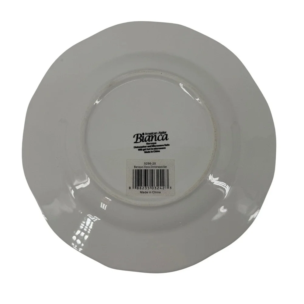 American Atelier Bianca Baroque Cream Salad Plate bossed‎ Stoneware NEW